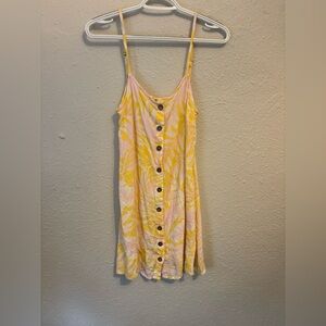 Billabong Yellow and Pink Tropical Button-Front Sundress